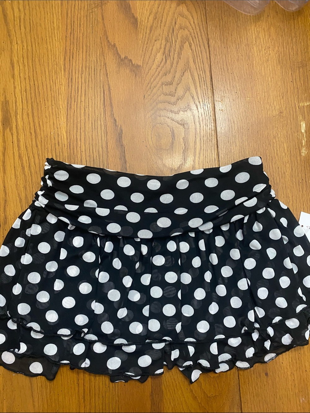 Sugar Coded Sheer Black and White Polka Dot Ruffled Tiered Skirt Size M NWT